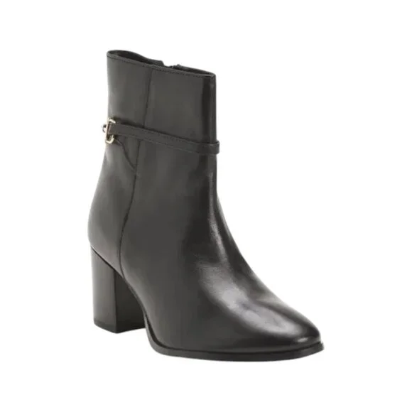DUNE LONDON Black Leather Leather Ankle Booties - Picture 1 of 2